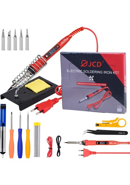 Jcd Kıt 80W 220V,AB Jcd 80W Dijital Elektrikli Havya Kiti Sıcaklığı Ayarlanabilir 220V/110V Dijital Multimetre ile Kaynak Onarım Araçları Tamir (Yurt Dışından)