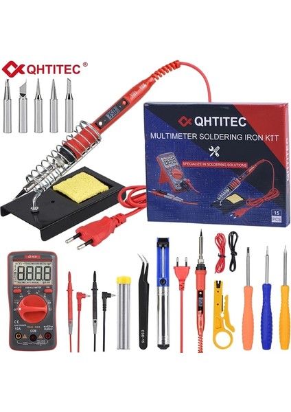 908S Kıt5 80W 220V, Eu Jcd 80W Dijital Elektrikli Havya Kiti Sıcaklığı Ayarlanabilir 220V/110V Dijital Multimetre Kaynak Onarım Araçlarıyla Tamir (Yurt Dışından)