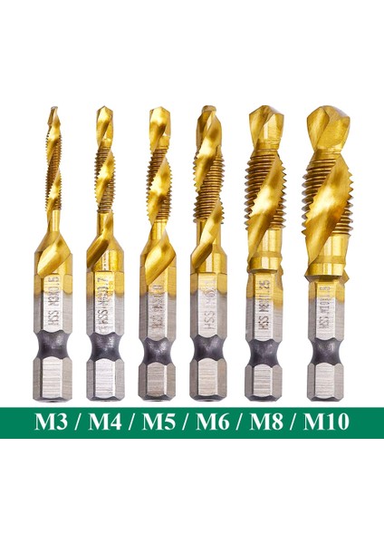 M10 Metrik Dişli Kılavuz Matkap Uçları Hss Yüksek Hız Çelik Matkap Uçları Seti M3 M4 M5 M6 M8 M10 Metal Ahşap Için Altıgen Saplı Vida Kılavuzu Dokunun Matkap (Yurt Dışından)