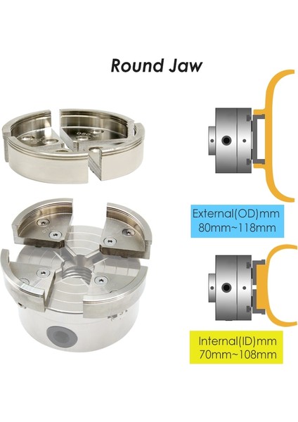 1 x Yuvarlak Çene Adım Çene 4 "kaydırma Aynası Krom Kaplama Ahşap Torna Aynası 4-Jaws Kendinden Merkezleme Ağaç Işleme Tezgahları Aksesuarları (Yurt Dışından) fırsatları