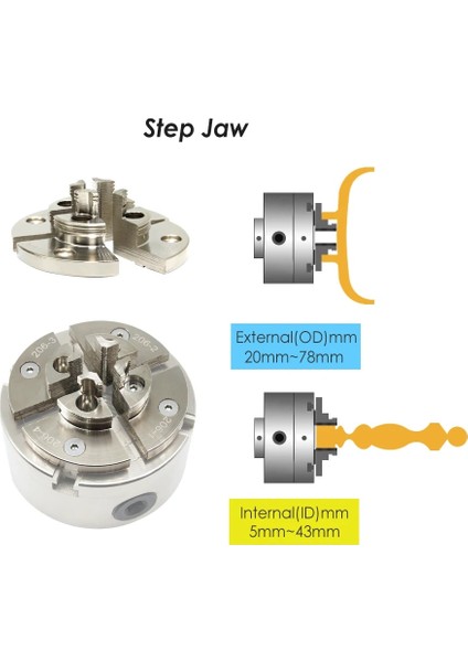 1 x Yuvarlak Çene Adım Çene 4 "kaydırma Aynası Krom Kaplama Ahşap Torna Aynası 4-Jaws Kendinden Merkezleme Ağaç Işleme Tezgahları Aksesuarları (Yurt Dışından) indirimleri