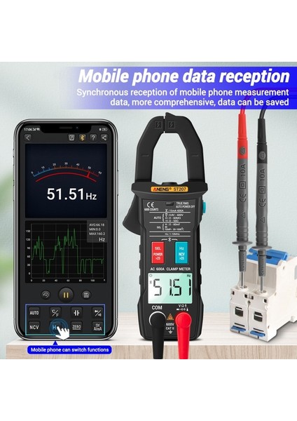 Kırmızı ST207 Dijital Bluetooth Profesyonel Bluetooth Pens Metre 6000 Sayım Dc/ac True Rms Multimetre Hz Kapasite Gerilim Test Cihazı (Yurt Dışından) fırsatları