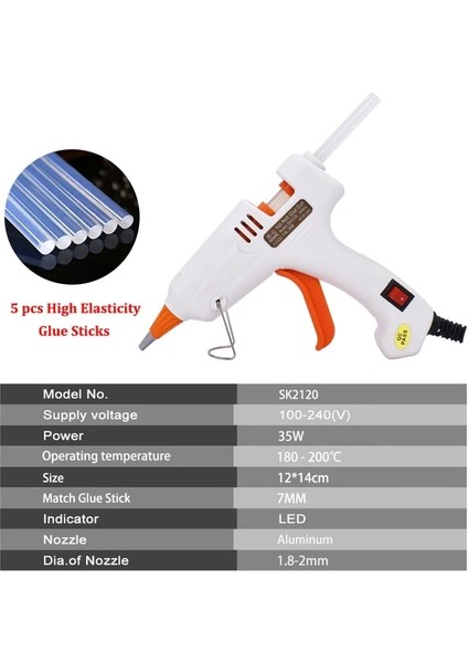 SK2120-5PCS-35W Ab 20W 30W Ab Tak Sıcak Tutkal Tabancası ile 5 Adet 20 Adet 7mm Tutkal Çubukları Endüstriyel Ev Dıy Mini Sıcak Tabancalar Elektrikli Tamir Isı Aracı (Yurt Dışından)