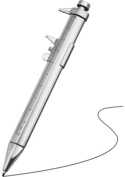 1 Adet Siyah Çok Fonksiyonlu Kumpas Kalem 0-100 Sürmeli Kumpas Silindiri Tükenmez 1.0mm Plastik Öğrenci Kırtasiye Hediye Ölçme Araçları (Yurt Dışından)