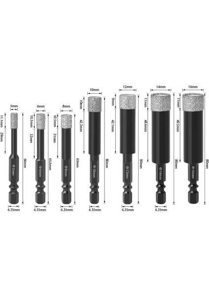 14MM 5-14MM Cam Matkap Uçları Delik Testere Kesici Vakum Lehimli Elmas Kaplamalı Çekirdek Delik Testere Matkap Ucu Seramik Kuru Bit Çekirdek Matkap Uçları Seti (Yurt Dışından)
