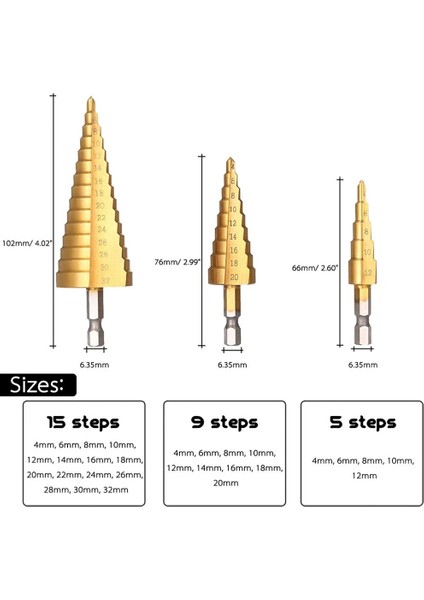 4-22MM Altıgen 3-12MM 4-12MM 4-20MM Hss Düz Oluk Adım Matkap Ucu Seti Titanyum Kaplamalı Ahşap Metal Delik Kesici Çekirdek Matkap Ucu Seti (Yurt Dışından) fiyatları