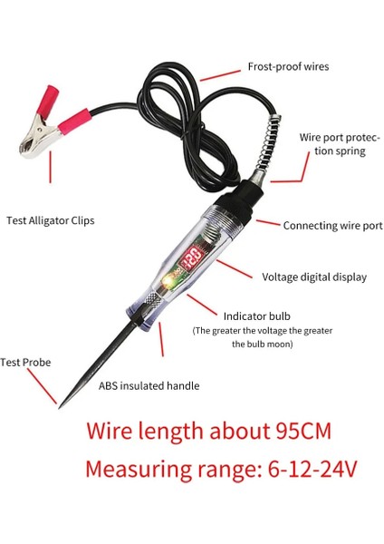 Düzenli Tel Dc 6V 12V 24V Gerilim Elektrik Devre Test Cihazı Dijital Ekran Uzun Prob Kalem Ampul Otomobil Teşhis Araçları Oto Tamir (Yurt Dışından) fırsatları