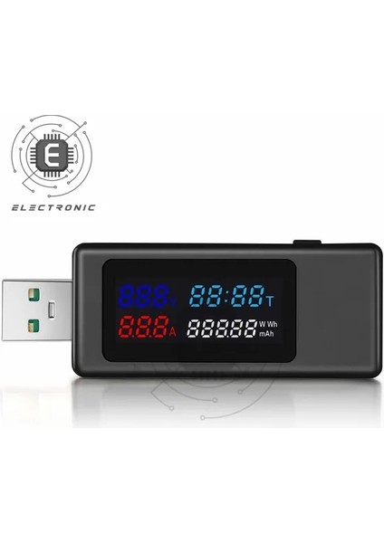 Siyah DC4-30V USB Akım Gerilim Zamanlama Güç Kapasitesi Elektrik Miktarı Test Cihazı LCD Renkli Ekran 5A Desteği 120W Hızlı Şarj ile (Yurt Dışından)