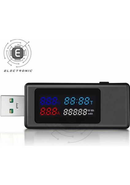 Siyah DC4-30V USB Akım Gerilim Zamanlama Güç Kapasitesi Elektrik Miktarı Test Cihazı LCD Renkli Ekran 5A Desteği 120W Hızlı Şarj ile (Yurt Dışından) modelleri