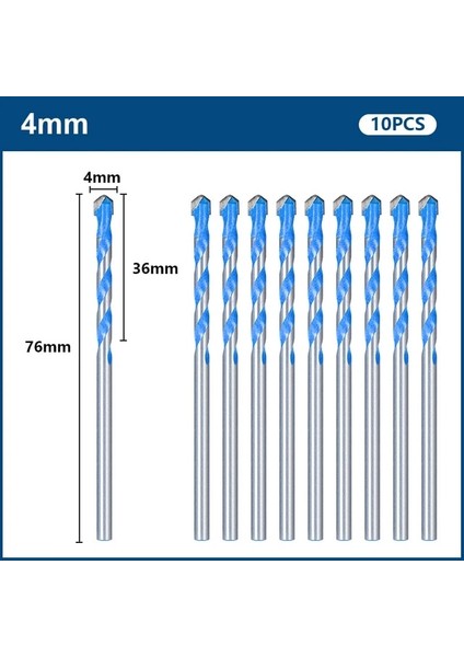 10 Adet 4mm Xcan Matkap Ucu 3 4 5 6 8 10 12MM Cam Matkap Ucu Üçgen Bit Seramik Karo Beton Tuğla Ahşap Delik Delme Kesici Matkap Ucu (Yurt Dışından)