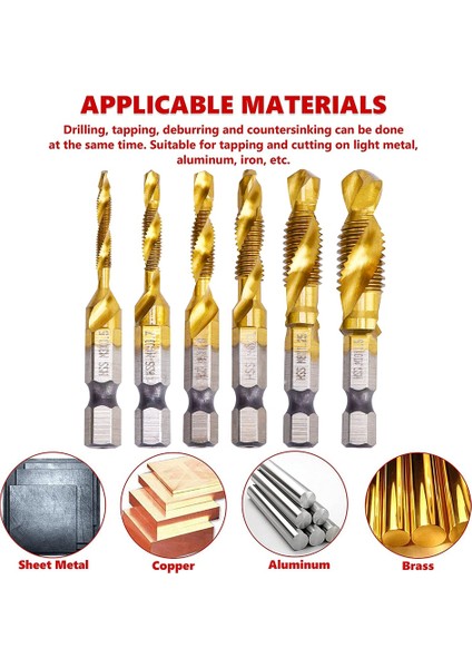 M4 Metrik Dişli Kılavuz Matkap Uçları Hss Yüksek Hız Çelik Matkap Uçları Seti M3 M4 M5 M6 M8 M10 Metal Ahşap Için Altıgen Saplı Vida Kılavuzu Dokunun Matkap (Yurt Dışından)