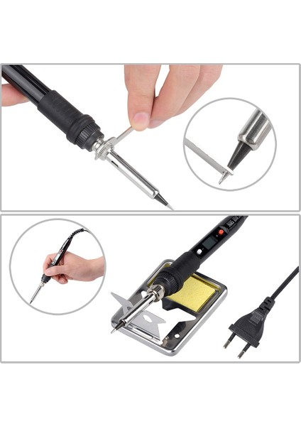 908S Kırmızı Kit3 80W 220V, Abd Jcd 80W Elektrikli Havya Seti Ayarlanabilir Sıcaklık LCD Dijital Ekran 220V/110V Havya Ipuçları Kaynak Araçları 908S (Yurt Dışından)