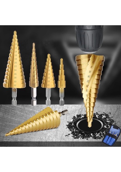 Altın 3 Adet Metal Matkap Uçları Için Adım Matkap Ucu Kalemtıraş Sahne Çok Fonksiyonlu Ahşap Kademeli Matkap Ucu Konik Adımlar Set Ağaç Işleme Araçları (Yurt Dışından)