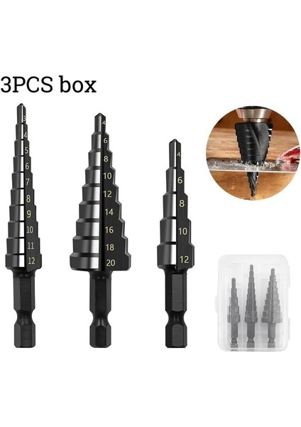 Altın 3 Adet Metal Matkap Uçları Için Adım Matkap Ucu Kalemtıraş Sahne Çok Fonksiyonlu Ahşap Kademeli Matkap Ucu Konik Adımlar Set Ağaç Işleme Araçları (Yurt Dışından)