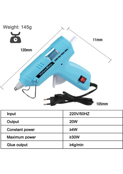 V099010AS 20 W, Ab Valuemax 20 W Sıcak Tutkal Tabancası Ev Için Dıy Hızlı Onarım Mini Tutkal Tabancası Aracı 20 Adet 7 mm Tutkal Çubukları (Yurt Dışından)