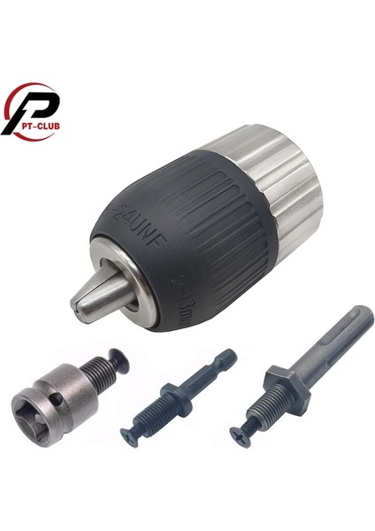 Ayna ve Şaft Seti 3/8-24UNF 2-13MM Anahtarsız Yarım Metal Matkap Chuck Hızlı Değişim Adaptörü Sds-Plus Şaft 1/4 "altıgen Kare Fit Döner Darbeli Matkap (Yurt Dışından)
