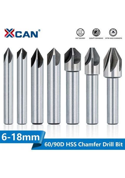 6X90D Xcan Hss Çelik Pah Kırma Kesici 4/6/8/10/12/14/18MM 60/90 Derece Havşa Matkap Ucu, Metal Pah Kırma Matkap, Delik Kesici (Yurt Dışından) fiyatları