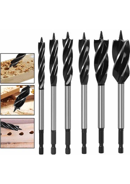 13MM 12-35MM Ağaç Işleme Büküm Matkap Ucu Seti Uzun Dört Yuvalı 6.35MM Shank Karbür Matkap Ucu Delik Testere Kapı Kilidi Ahşap Planya Araçları (Yurt Dışından)