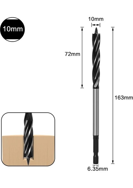 13MM 12-35MM Ağaç Işleme Büküm Matkap Ucu Seti Uzun Dört Yuvalı 6.35MM Shank Karbür Matkap Ucu Delik Testere Kapı Kilidi Ahşap Planya Araçları (Yurt Dışından)