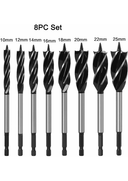 13MM 12-35MM Ağaç Işleme Büküm Matkap Ucu Seti Uzun Dört Yuvalı 6.35MM Shank Karbür Matkap Ucu Delik Testere Kapı Kilidi Ahşap Planya Araçları (Yurt Dışından)