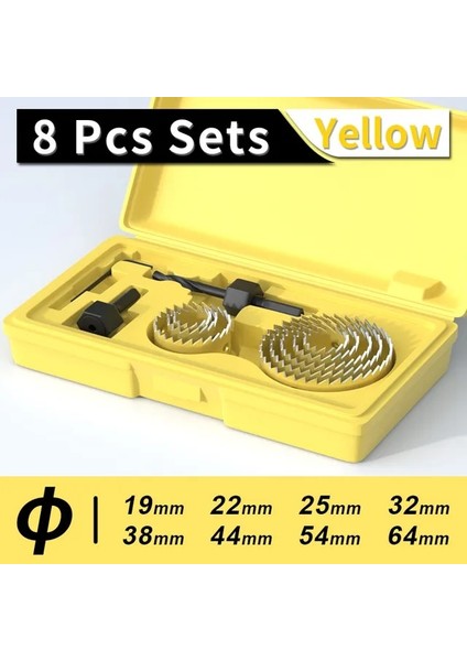Sarı 8 Adet Set Fivepears Delik Testere Seti, Metal Çekirdek, 19-127MM Testere Fincan Ahşap Taç, Ahşap Matkap Ucu, Ağaç Işleme Aletleri (Yurt Dışından)