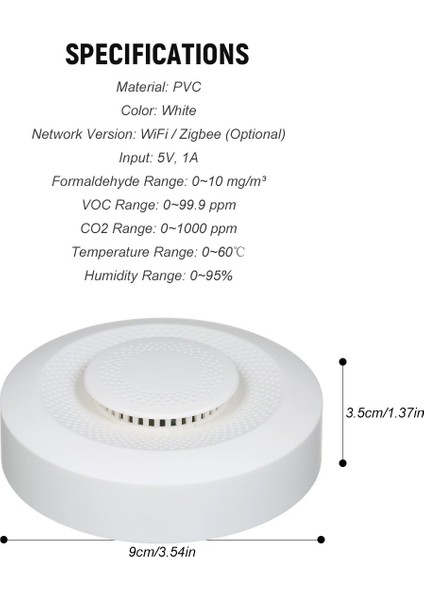 Wifi Versiyonu Akıllı Zigbee Hava Kalitesi Monitörü Iç Mekan Hava Kalitesi Ölçer, Uygulama Alarmı ve Formaldehit Voc Co2 Test Cihazını Test Etmek Için Veri Kaydedici (Yurt Dışından)