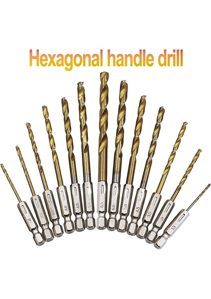 13 Adet/grup Hss Yüksek Hız Çeliği Titanyum Kaplamalı Matkap Ucu Seti 1/4 Hex Shank 1.5-6.5mm (Yurt Dışından)