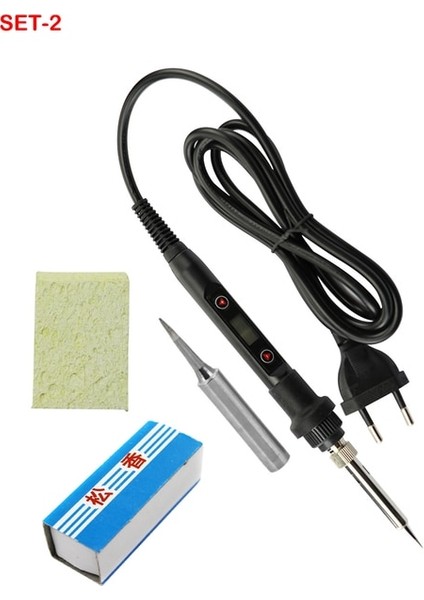 Siyah Set-2 220V Ab Tak 220V110V LCD Dijital Ekran Ayarlanabilir Sıcaklık 80W Elektrikli Havya Teneke Havya Kaynak Onarım Elektrikli Aletler (Yurt Dışından)