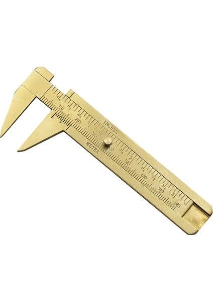 Çift Ölçekli Retro Sürmeli Kumpas Bakır Alaşımlı Mini Pirinç Sürgülü Cep Kumpas Metal Çift Ölçekli Mini Pirinç Cetvel Ölçme 100MM (Yurt Dışından)
