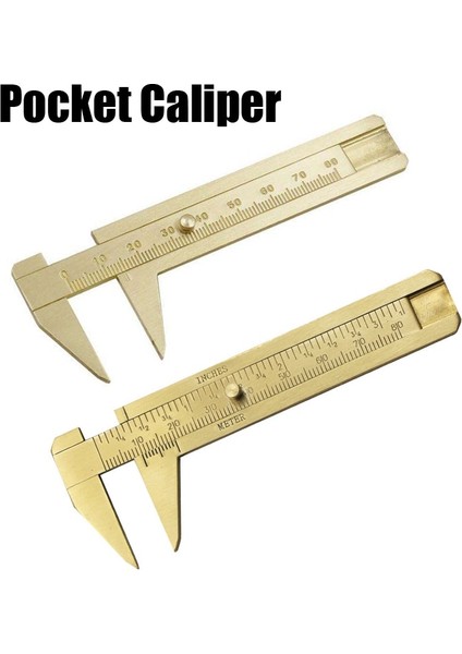 Çift Ölçekli Retro Sürmeli Kumpas Bakır Alaşımlı Mini Pirinç Sürgülü Cep Kumpas Metal Çift Ölçekli Mini Pirinç Cetvel Ölçme 100MM (Yurt Dışından) indirimleri
