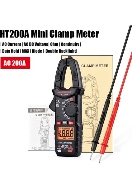 HT200A Otomatik Aralığı Habotest Akım Kelepçesi Poke Metre Multimetre Amper Kapasite Pense Ampermetre Ac Dc 600 V 2000 Sayım Test Cihazı Pinza Amperimetrica (Yurt Dışından)