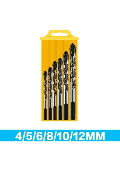 6 Pcs Set Siyah 3-12MM Çok Fonksiyonlu Cam Matkap Ucu Üçgen Elmas Matkap Seti Seramik Karo Beton Tuğla Ahşap Delme Delik Testere Metal Matkap (Yurt Dışından)