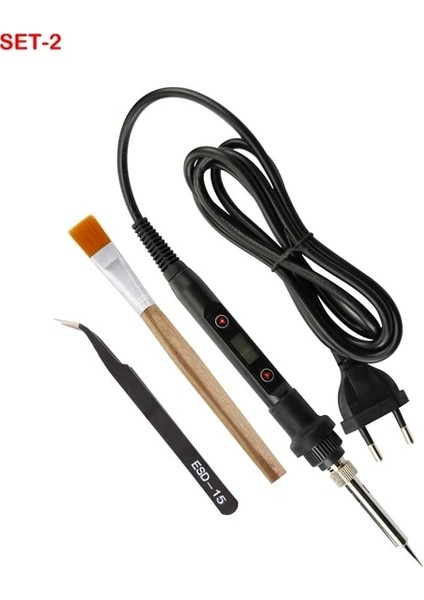 Siyah Set-2 110V Us Plug 80W Elektrikli Havya Ayarlanabilir Sıcaklık LCD Dijital Ekran 110V 220V Havya Havya Elektrikli Aletler Seti (Yurt Dışından)