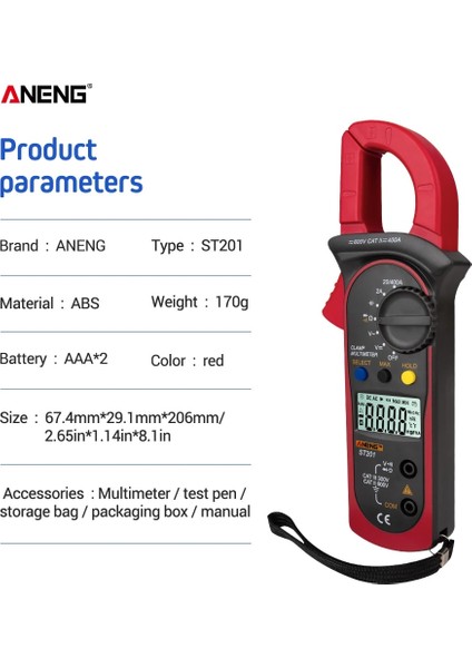 Mavi Aneng ST201 Dijital Pens Metre Multimetre 4000 Sayımlar Kelepçe Ampermetreler Kondansatör Test Cihazı Otomotiv Gerilim Akım Test Cihazı Araçları (Yurt Dışından) indirimleri