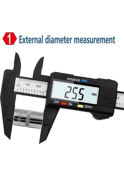 Gümüş Şık 150MM/6 Inç LCD Dijital Elektronik Karbon Fiber Sürmeli Kaliper Ölçer Mikrometre (Yurt Dışından)