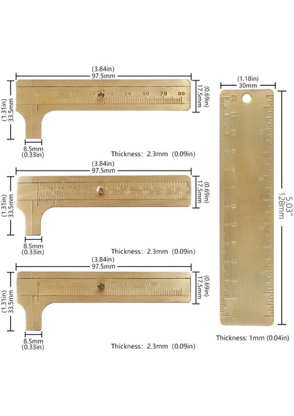 80MM Tek Ölçekli Pirinç Sürmeli Kumpas Cep Kumpas Kullanışlı Ölçüm Aracı Mücevher Için Çift Ölçekli Kayar Cetvel Yüzük Ölçümü Bakır Kaliperler (Yurt Dışından) fırsatları