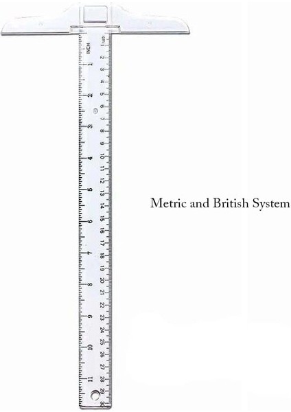At Kare Cetvel 30 cm Plastik T Şekli Cetvel Temizle Şeffaf Ölçümler Düz Cetvel Ölçü Aracı (Yurt Dışından)