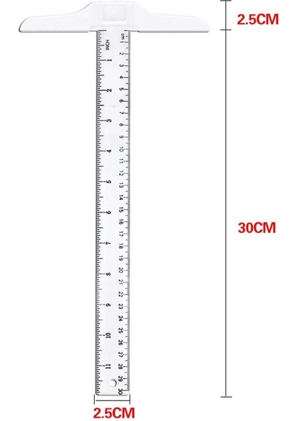 At Kare Cetvel 30 cm Plastik T Şekli Cetvel Temizle Şeffaf Ölçümler Düz Cetvel Ölçü Aracı (Yurt Dışından) fırsatları