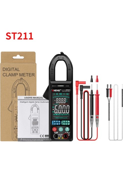 ST211 Siyah ST211/ST212 Dijital Pens Metre Multimetre Dc/ac Akım 6000 Sayım 400A Amp Büyük Renkli Ekran Gerilim Test Cihazı Araba Hz Ncv Ohm (Yurt Dışından)
