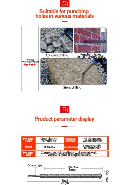 Kare Sap 10X350 1 Adet Beton Sds Plus Matkap Ucu Çapraz Uçlar 4 Kesiciler 110MM 150 200 350MM500MM Duvar Tuğla Blok Elektrikli Çekiç Duvar Delme Uçları (Yurt Dışından)