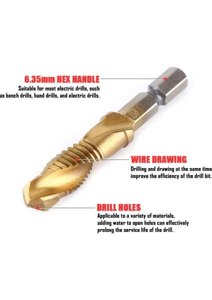 6 Adet Metal Matkap Ucu Seti Hex Shank Kaplama El Aletleri Hss Ağaç Işleme Araçları Konu Metrik Vida Ucu Bileşik Dokunun Araçları Mekanik (Yurt Dışından) indirimleri