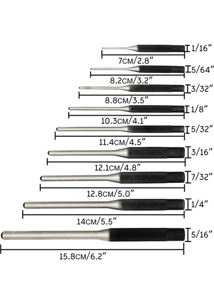 Diğer 9 Adet Çelik Çok Boyutlu Yuvarlak Kafa Pimleri Punch Seti Kavrama Rulo Pimleri Punch Tool Kit Profesyonel Hollow End Starter Punch Keski (Yurt Dışından) modelleri