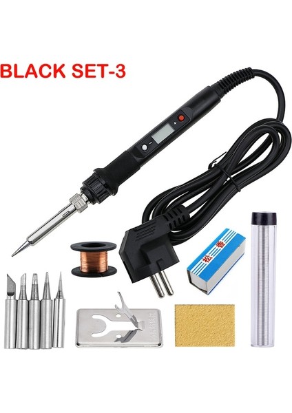 Siyah Set-3 220V Ab Tak 80W Dijital Ekran Termostat Elektrikli Havya Çok Fonksiyonlu Kaynak Endüstriyel Sınıf Lehimleme Kalemi Onarım Aracı Kiti (Yurt Dışından)