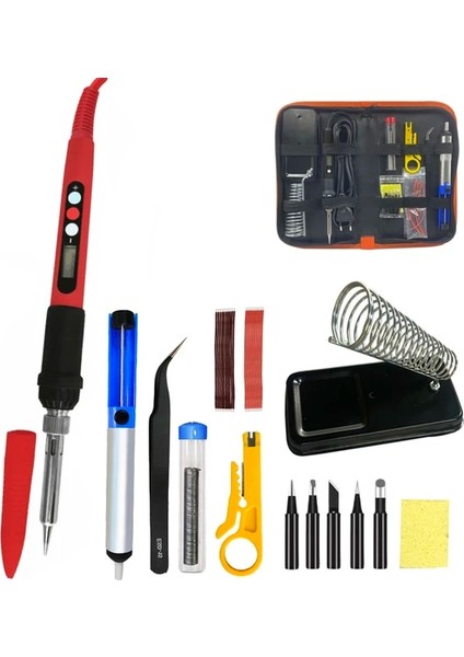 Red2 Eu 60W 100V-240V Dijital Havya Kiti Seti Havya Uçları ile Ayarlanabilir Sıcaklık LCD Lehim Kaynak Tamir Araçları (Yurt Dışından)