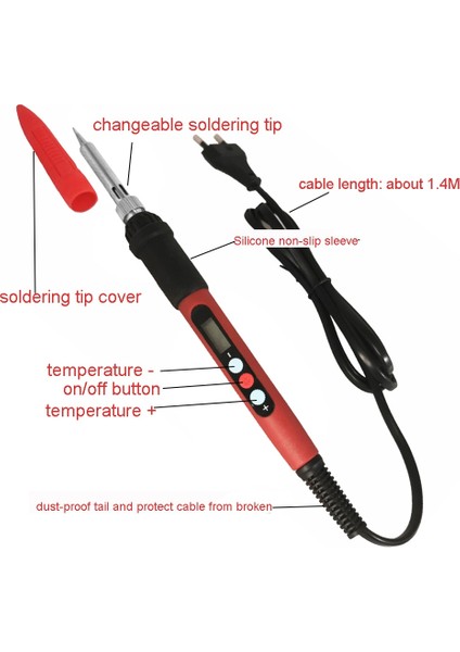 Red2 Eu 60W 100V-240V Dijital Havya Kiti Seti Havya Uçları ile Ayarlanabilir Sıcaklık LCD Lehim Kaynak Tamir Araçları (Yurt Dışından) modelleri