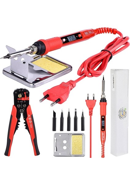 Gümüş 80W 110V, Abd Jcd Havya Kiti Tel Stripper ile 220V 80W LCD Lehim Kaynak Araçları Seramik Isıtıcı Çok Fonksiyonlu Tel Kesiciler Pense (Yurt Dışından)