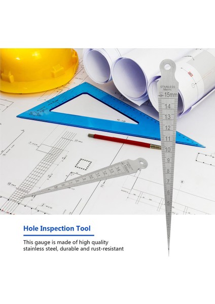 Stil 1 0-15MM Konik Ölçer Paslanmaz Çelik Metrik Kama Feeler Cetvel Cep Delik Muayene Kaynak El Aleti Aksesuarları (Yurt Dışından) modelleri
