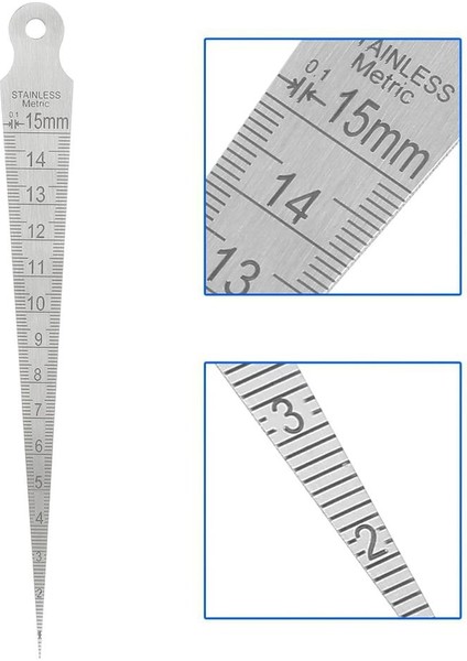 Stil 1 0-15MM Konik Ölçer Paslanmaz Çelik Metrik Kama Feeler Cetvel Cep Delik Muayene Kaynak El Aleti Aksesuarları (Yurt Dışından) fırsatları