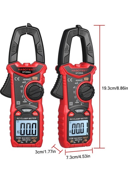 HT206A Habotest HT206 Ac Dc Dijital Pens Metre Multimetre Pinza Amperimetrica True Rms Yüksek Hassasiyetli Kapasite Ncv Ohm Hz Test Cihazı (Yurt Dışından) fırsatları