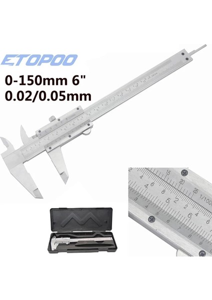 Sadece Kutu 0-150MM 6 "0.02/0.05MM Çelik Sürmeli Kumpas Kalın Gövde Lazer Ölçeği Yüksek Karbon Çelik Dövme Ölçme Aracı Yapı El Aletleri (Yurt Dışından) fiyatları